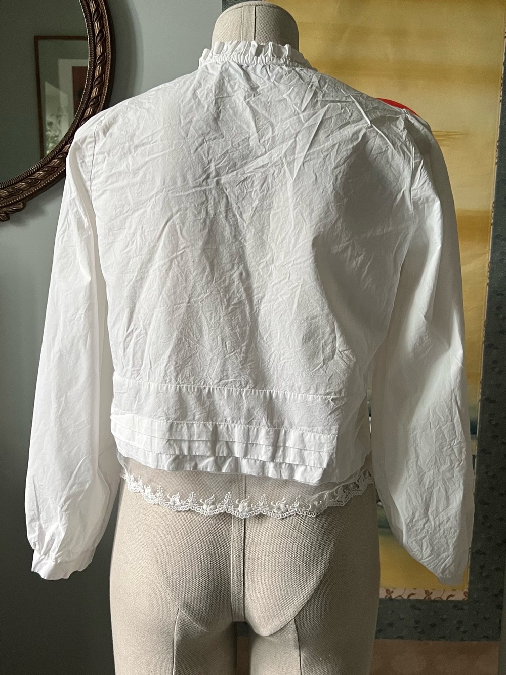 twik White Ruffled Pintuck Button-Front Blouse - Picture 3 of 7